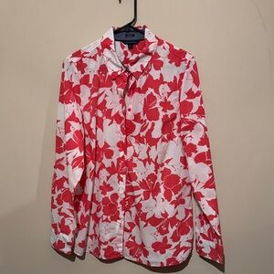Tommy Hilfiger Red and White Floral Women's Blouse
